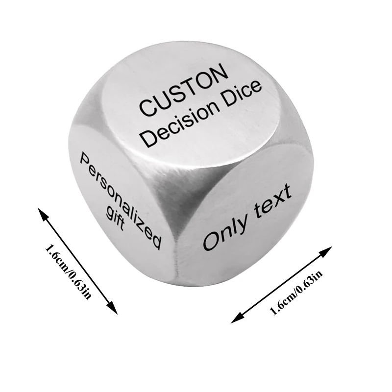 Personalized Gifts Custom Game Dice, Decision Dice, Engraved Stainless Steel Blank Dice for Date Night & Takeout
