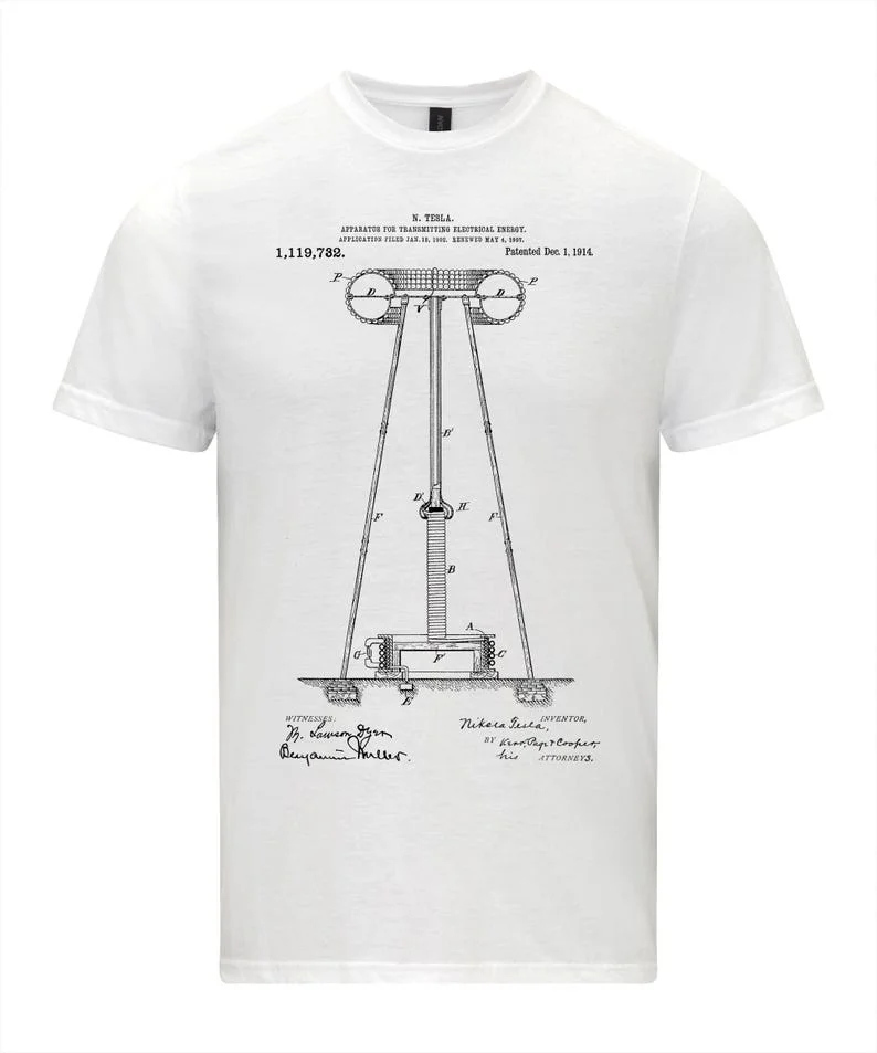 نيكولا تيسلا تصميم الطاقة الكهربائية تي شيرت اخترع يقتبس عشاق العلوم هدية تسلا لفائف تي شيرت عشاق الهندسة