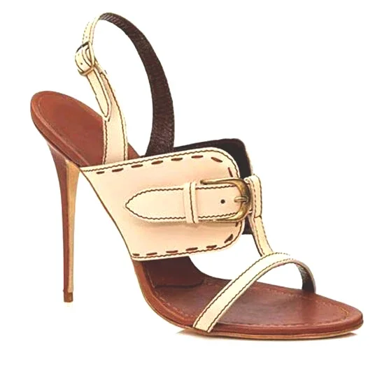 

Brown Buckle Strap Sexy Sandals Women Fashion Peep Toe Stiletto Heel Dress Sandals Shoes Lady Popular Banquet Shoes