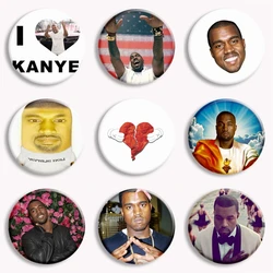 Rapper Kanye Cartoon Button Pin I Love Kanye Music Lover Brooch Funny Meme Badge Bag ACcessories Fans Collect Friends Gift