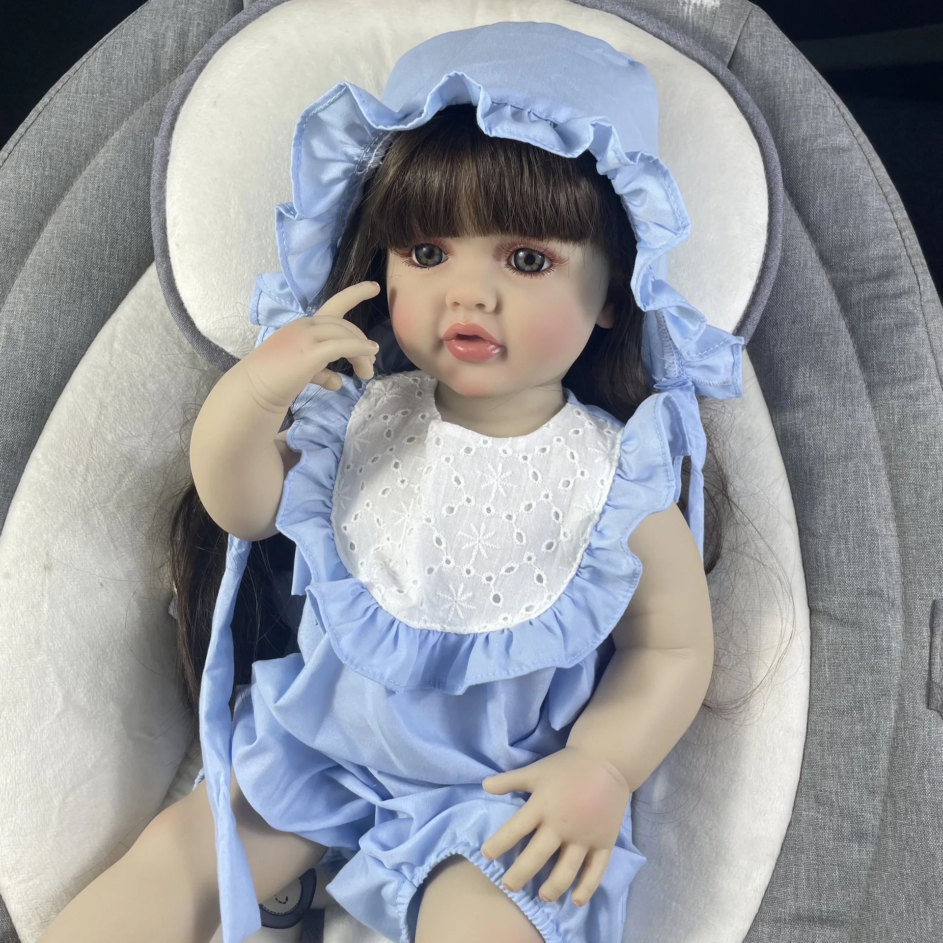 

22-inch 55 cm reborn doll girl, full rubber, suitable for bathing, play house, children birthday gift