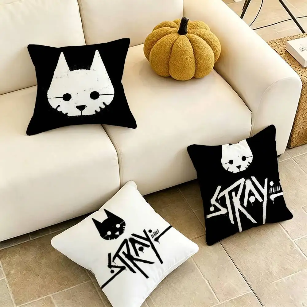 Stray C-Cat Game Square Double-Sided printed Pillow Case Bedroom Bedside Pillow Sofa Cushion Cover Gift