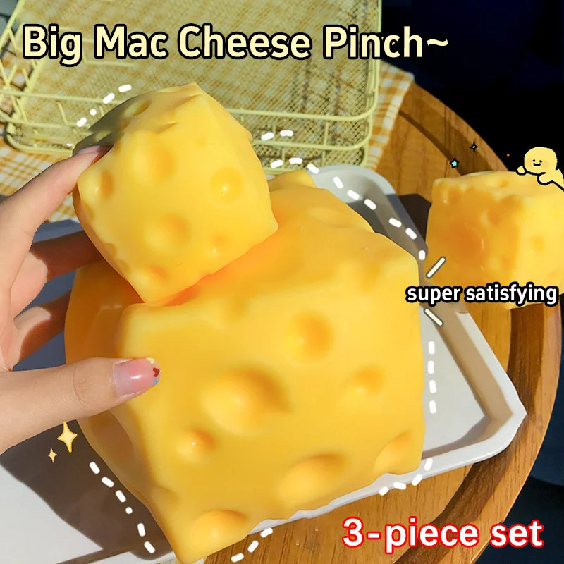 Simulierter Käse Langsam Zurückfederndes Quetsch-Ornament Riesiges Käse-Quetschspielzeug Sensorisches Anti-Stress Käsewürfel-Ball S/M/L Mehrere Größen