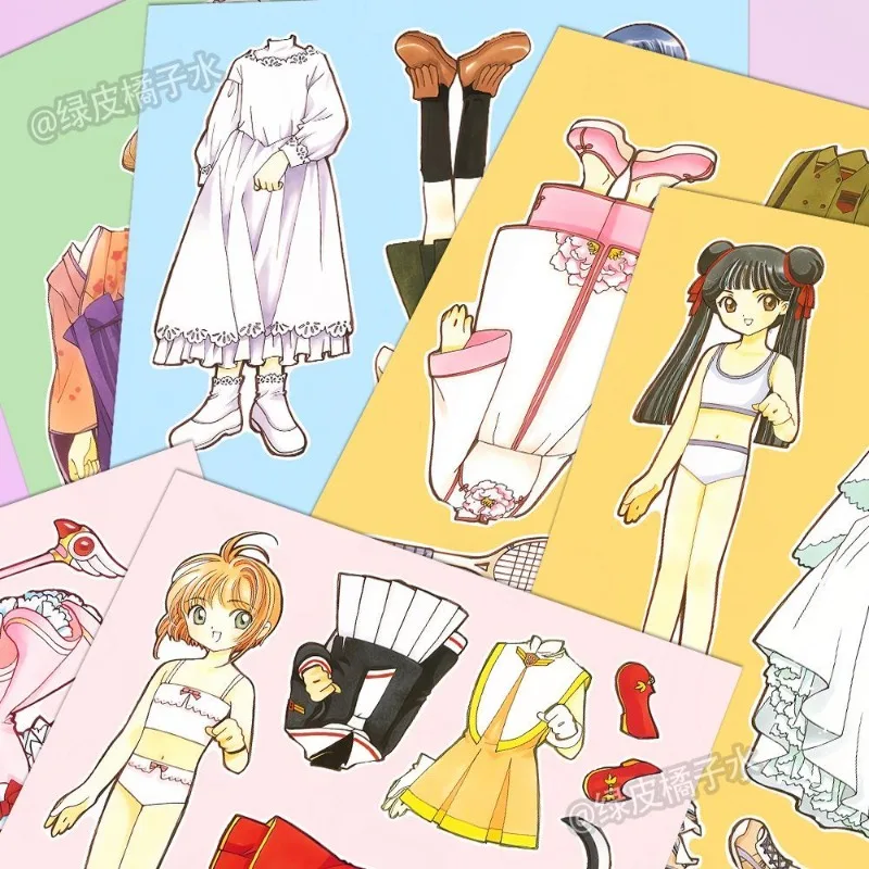 Cartão captor sakura outfit adesivos kinomoto sakura tomoyo daidoji anime periférico bonito dos desenhos animados criatividade diy adesivo presentes