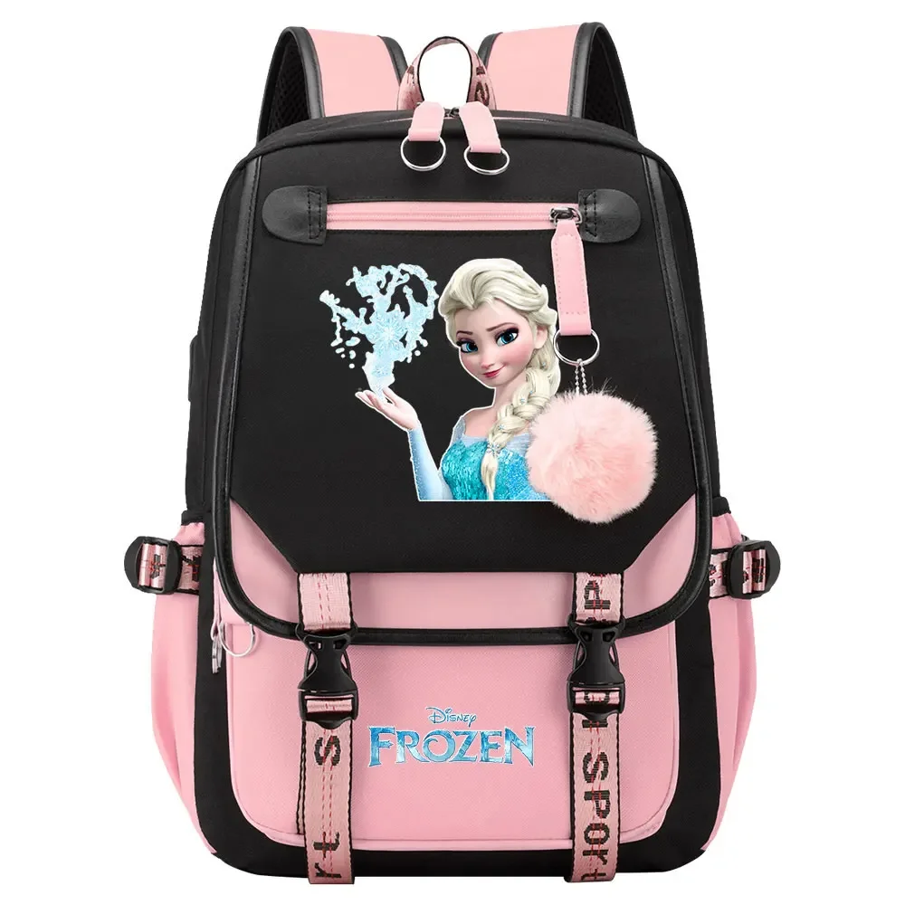 

Women USB Bagpack Boys Girls Kids School Book Bags Frozen Alsa Anna Princess Teenagers Canvas Laptop Travel Student Backpack