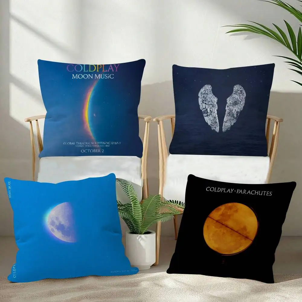 Band C-Coldplay Moon Music Double-sided Printed pillow cover Short plush Suitable living rooms bedrooms sofa throw cushion cover