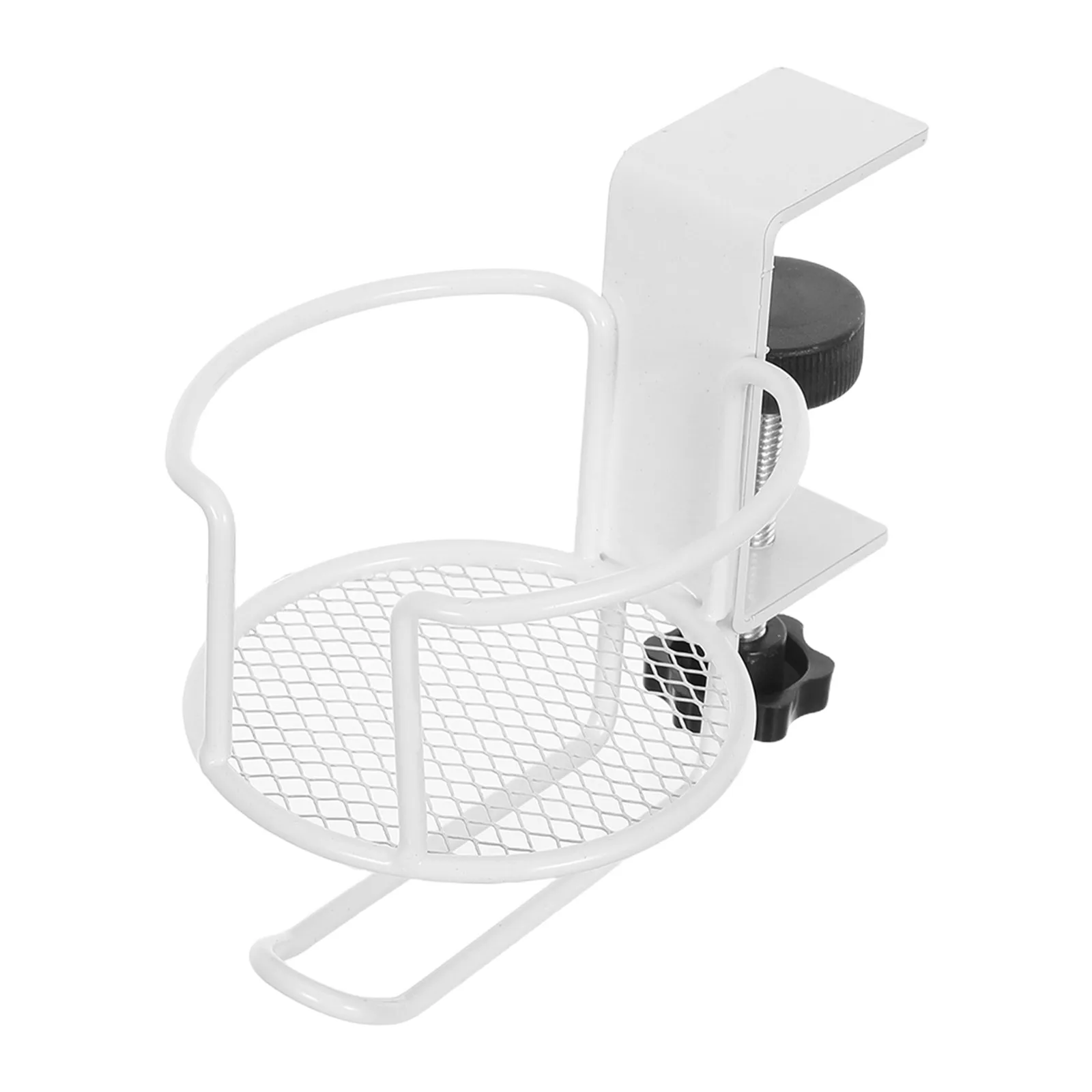 No Drill Clip on Cup Holder for Desk with Under Desk Headphone Hanger Space Saving Anti Spill Table Edge Beverage Organizer view 5
