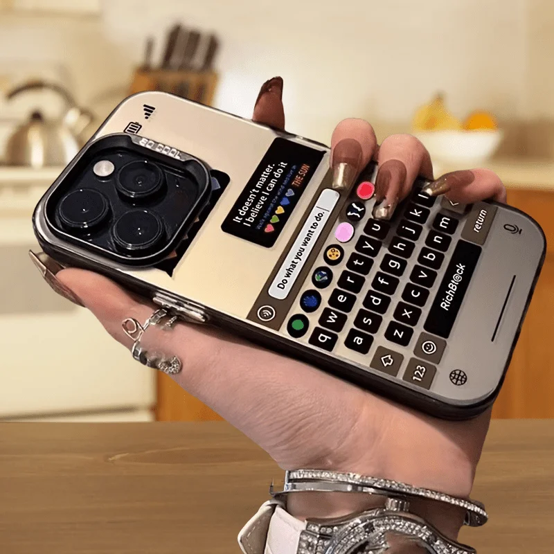 Teclado negro premium para hacer que desee la funda del teléfono mate con láser, para la serie iPhone16 15 14 13 12Pro Max