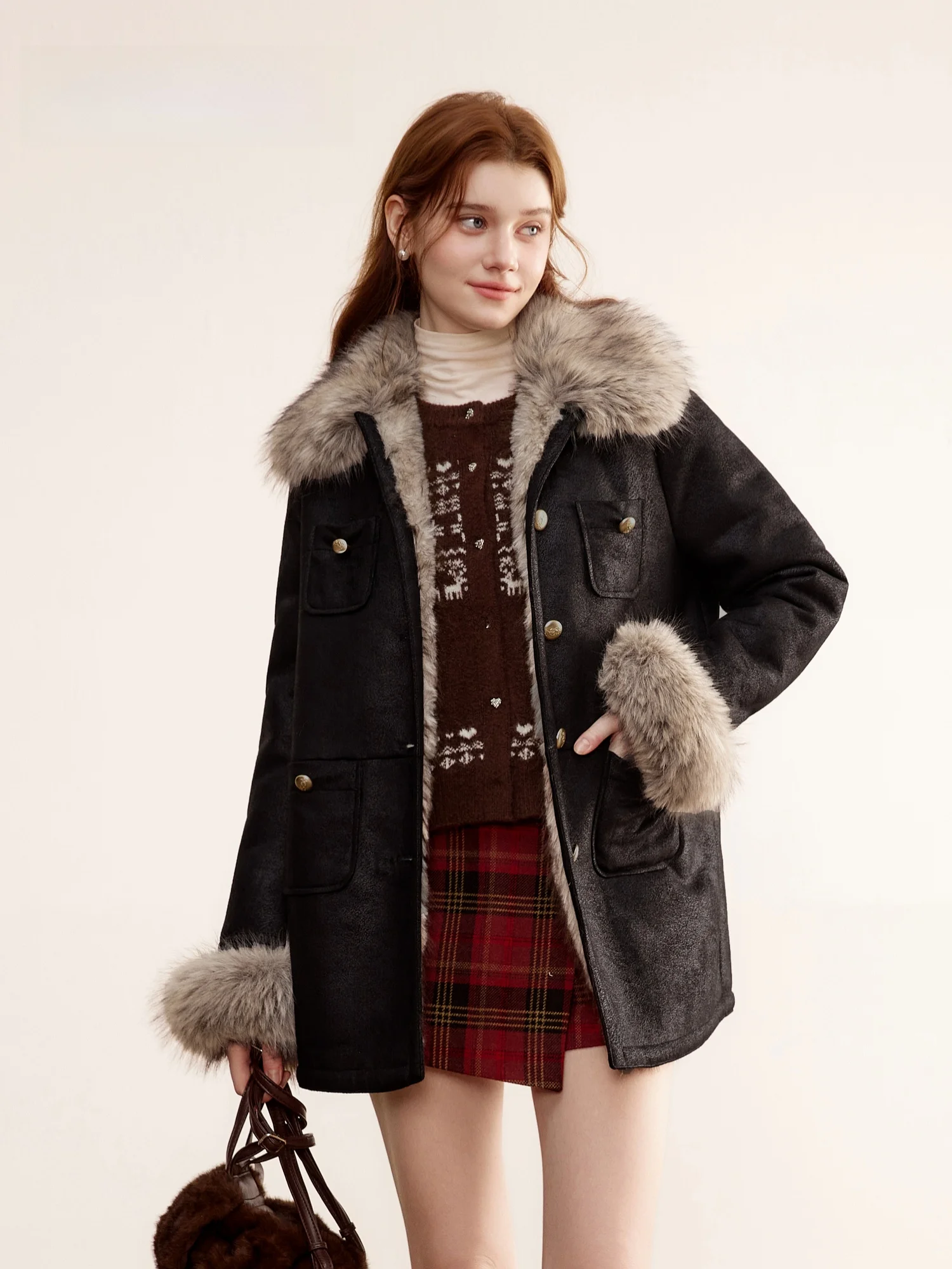 

Женская куртка Cindral Sli средней длины из искусственной замши с подкладкой из искусственного меха, в стиле ретро, цельная, для повседневной носки