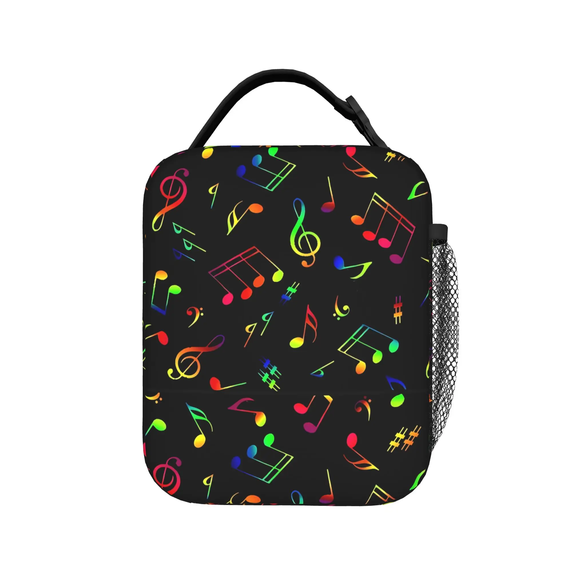 Rainbow Musical Lunch Bag  Office Lunch Box For Girls Leisure Print Tote Food Bags Oxford Portable Zipper Cooler Bag