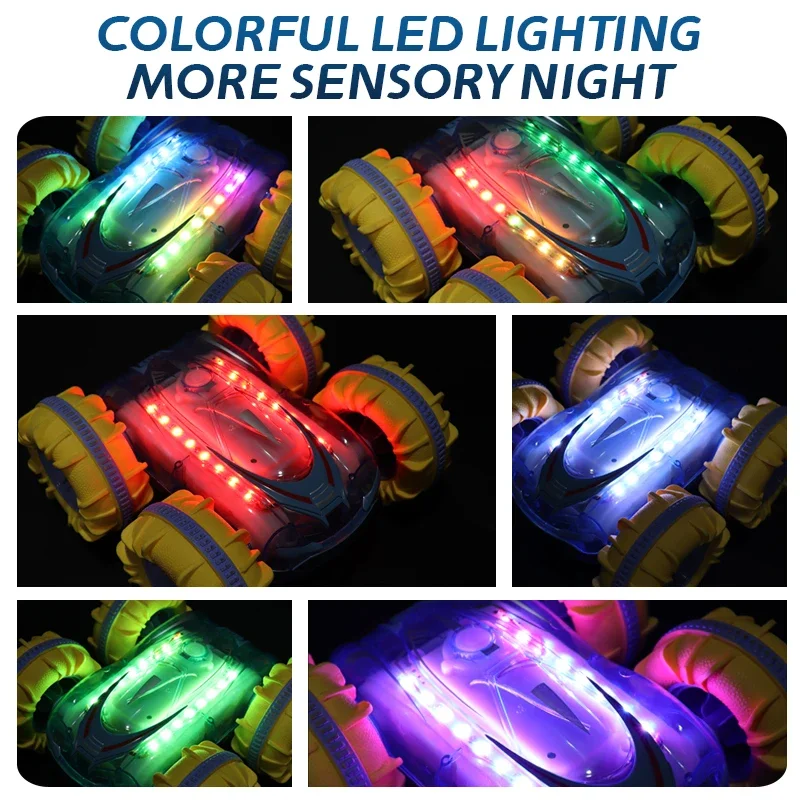 2.4G RC スタントカー 多機能 マルチモード カラフルライト リモコン 水陸両用車 ラジコンマシン 子供用ギフト