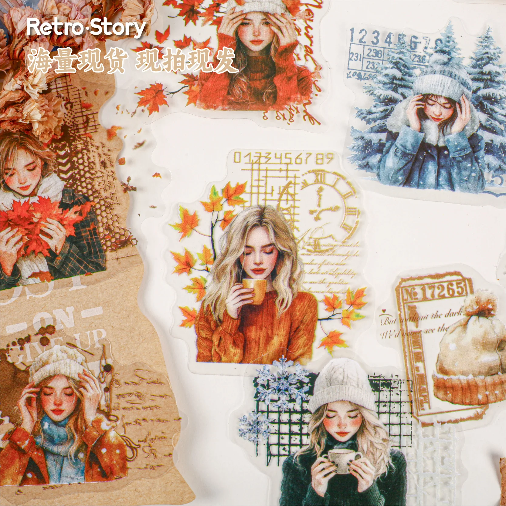 16pcs/1lot Kawaii Scrapbook Sticker Winter Warmth Scrapbooking Supplies Planner Decorative Stationery Sticker