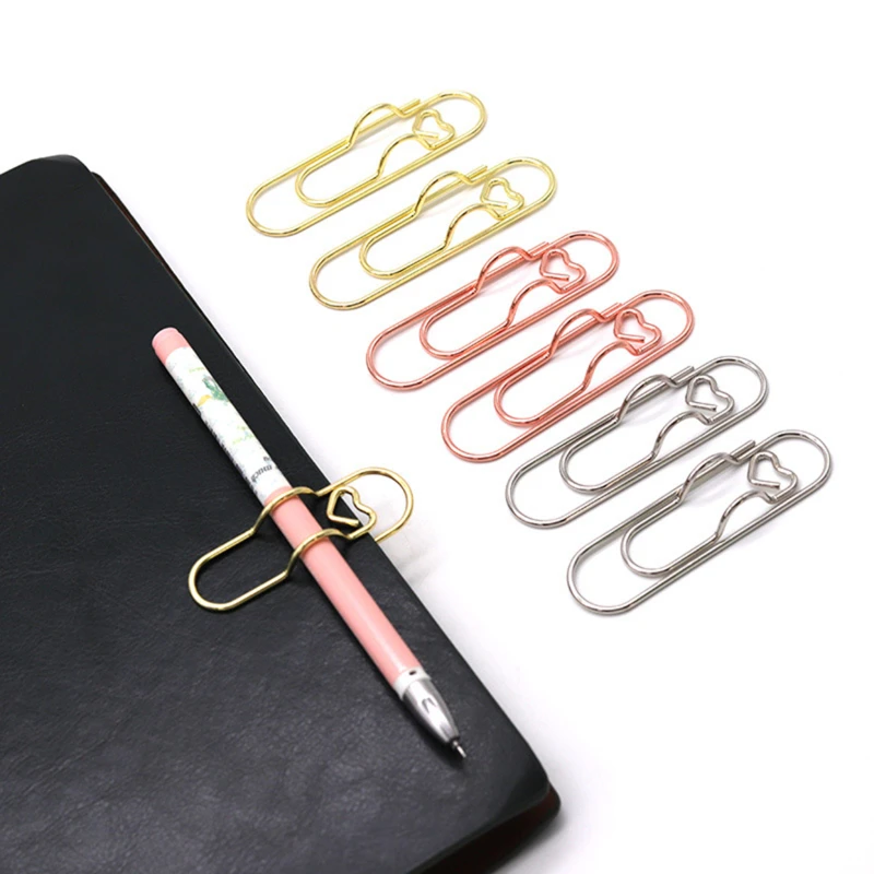 15Pcs Multi-functional Metal Paper Clips with Pen Holder Binder Clips School Office Learning Supplies Stationery Organizer