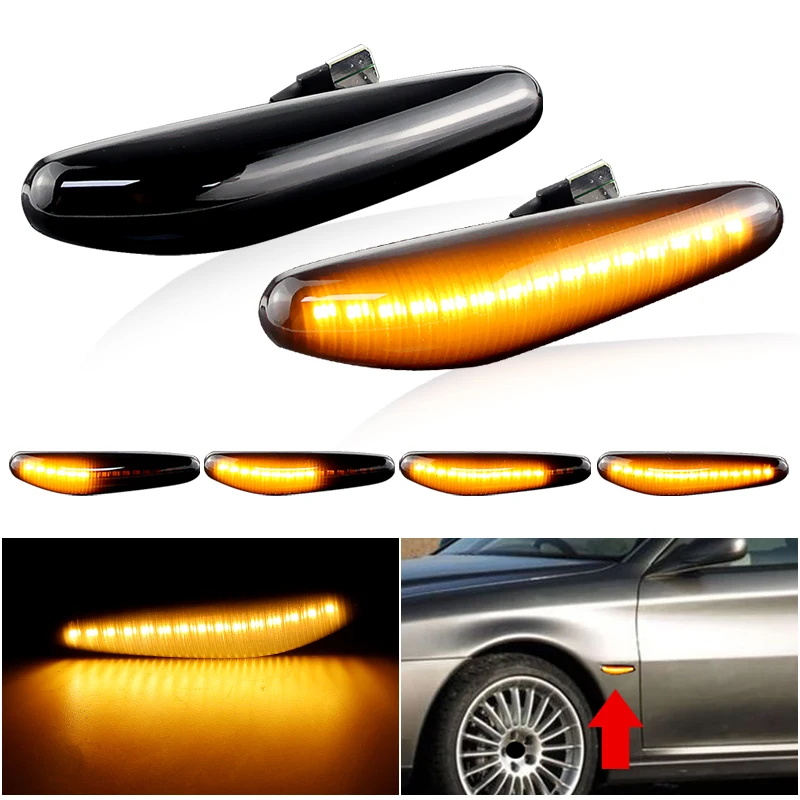 

2PCS for Alfa Romeo 166 1998 1999 2000-2007 LED Side Marker Light Auto Dynamic Turn Signal Sequential Blinker Amber Lamp Canbus