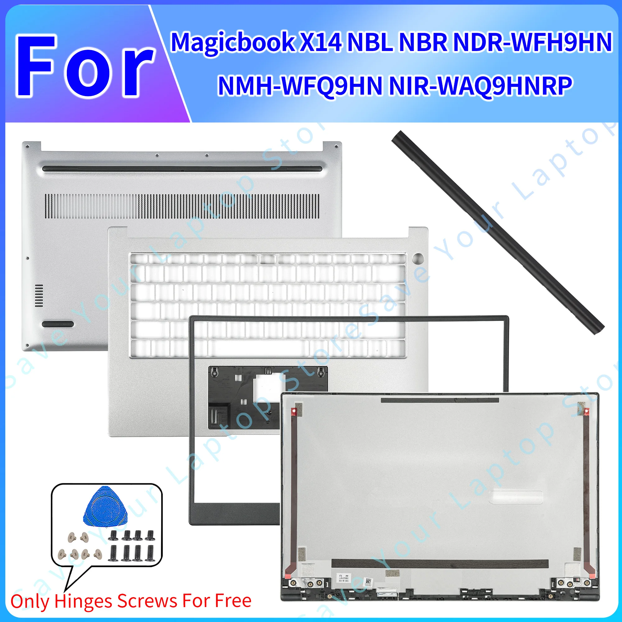 New Parts For Honor Magicbook X14 NBR-WAI9 NBR NHM NBL Gray LCD Back Cover/Front Bezel/Palmrest/Bottom/HingesCover