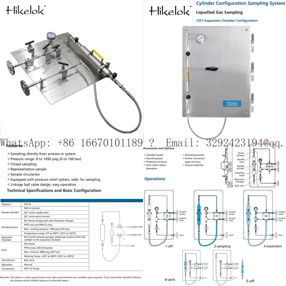 Hikelok Liquefied Manual Cylinder Configuration Sampling System 316 Stainless Steel Valve Ball Valves