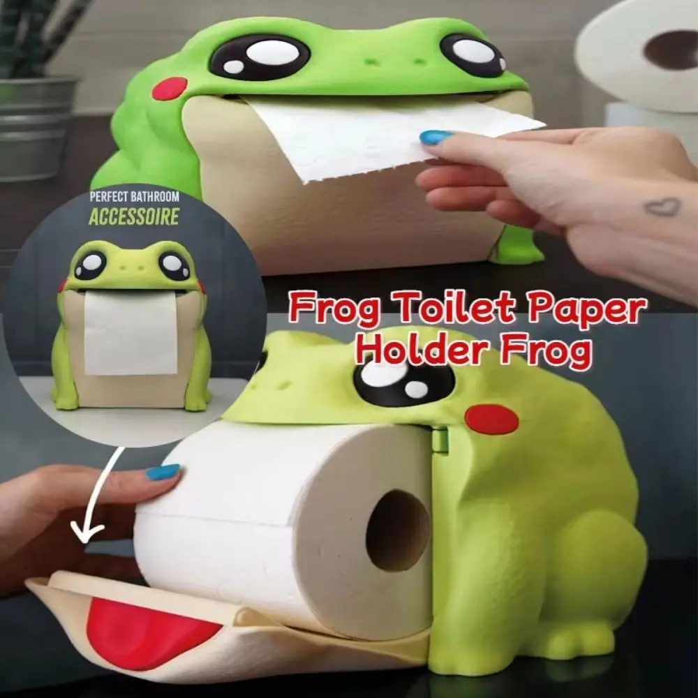 

Большой открывающийся держатель для туалетной бумаги с лягушкой, 3D-печатью, пыленепроницаемый, забавный диспенсер для рулонной бумаги, экономия места, откидной живот