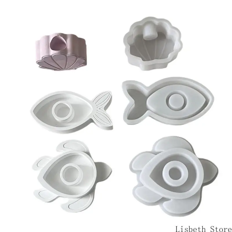 

124A 3Pcs Reusable Silicone Making Mould Craft for Home Decoration Shell Fish Turtles Sturdy Materials