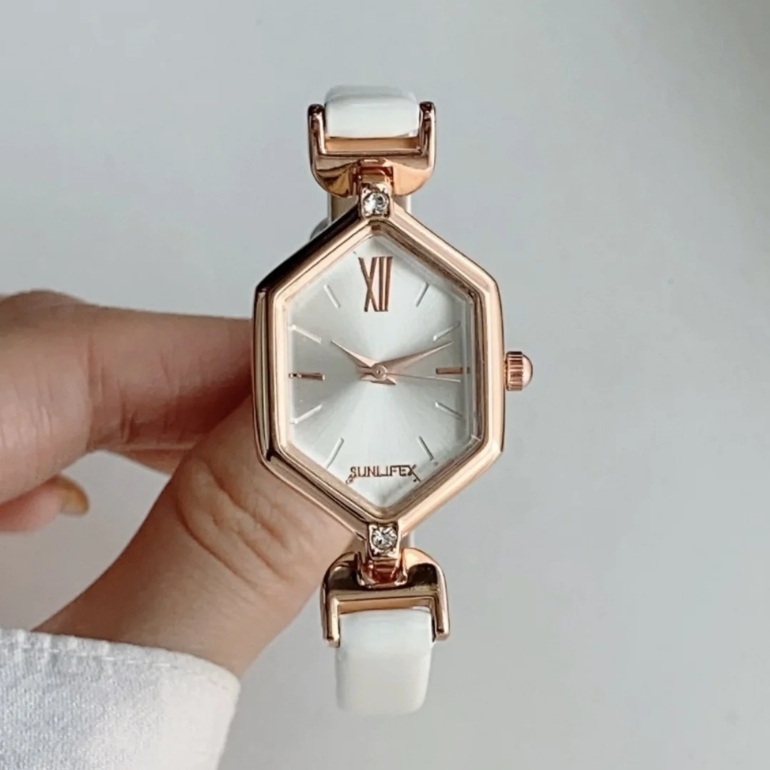 أزياء المرأة كوارتز ساعة حلقة من جلد التناظرية ساعات المعصم المعين ووتش الهاتفي السيدات الساعات ساعة Relogio Feminino