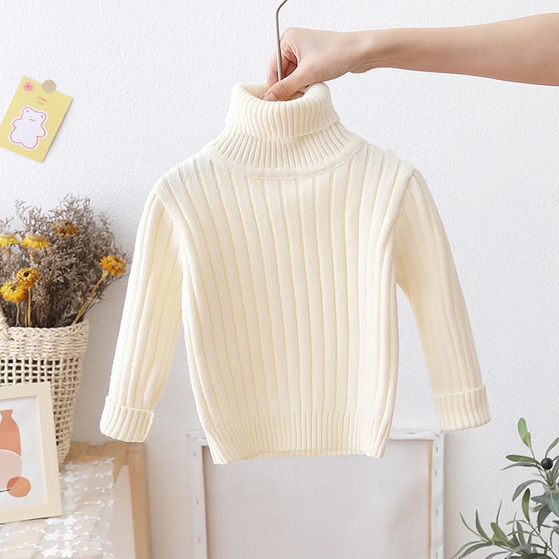 1-5Years Winter Kids Clothes For Girls Knit Sweater Turtleneck Children\'s Pullover Sweaters Casual Baby Girls Clothing 2023 New