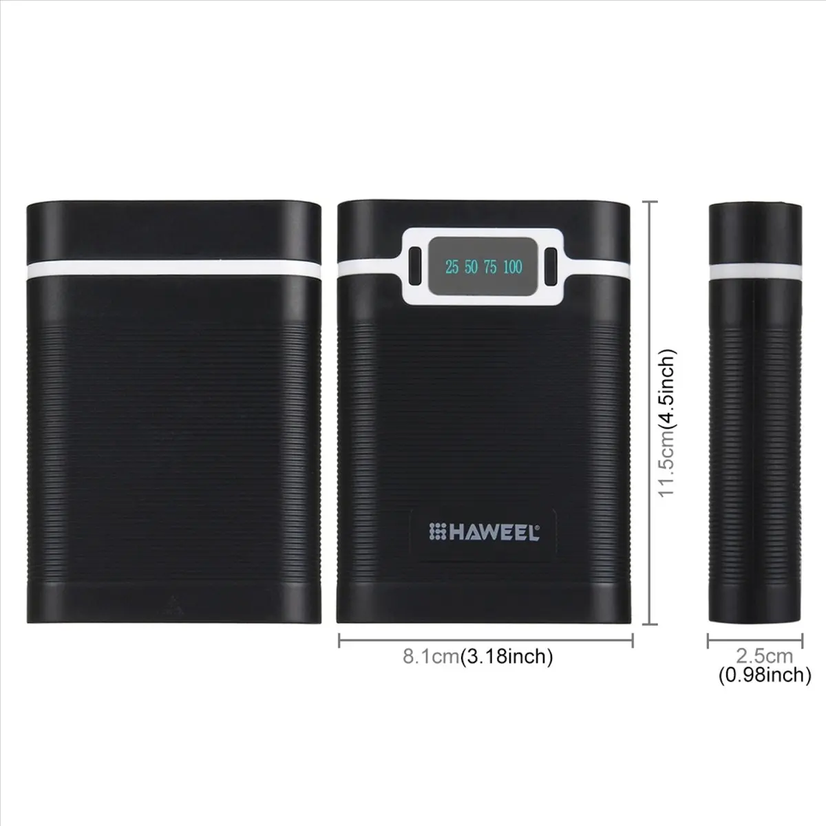 ABFS DIY 4X 18650 Battery (Not Included) 10000MAh Power Bank Shell Box with 2 USB Output & Display for Smartphones-A