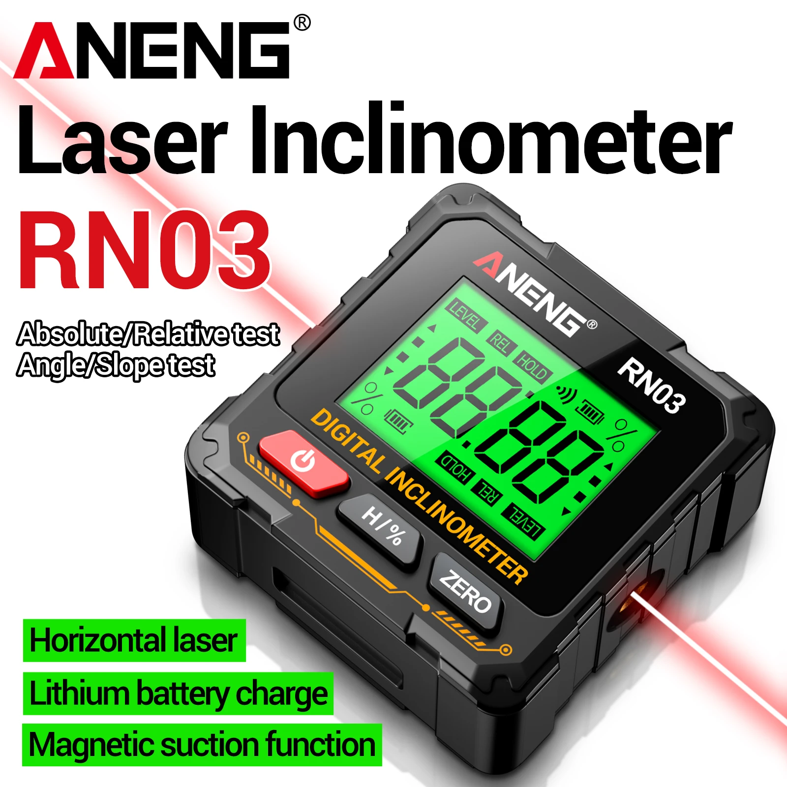 Industrial Laser Alignment - ANENG RN03 Inclinometer 0.05°Resolution Laser Level