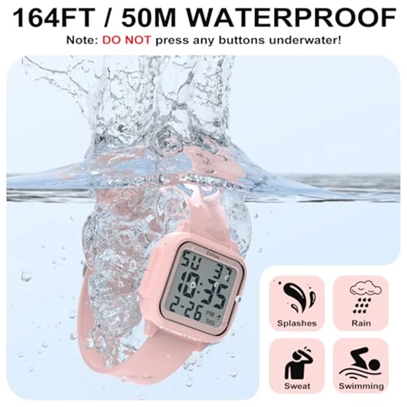 Socico Digital Watch Student Electronic Outdoor Sports Boy Luminous Waterproof MultiFunction Watch Retro Square Watch
