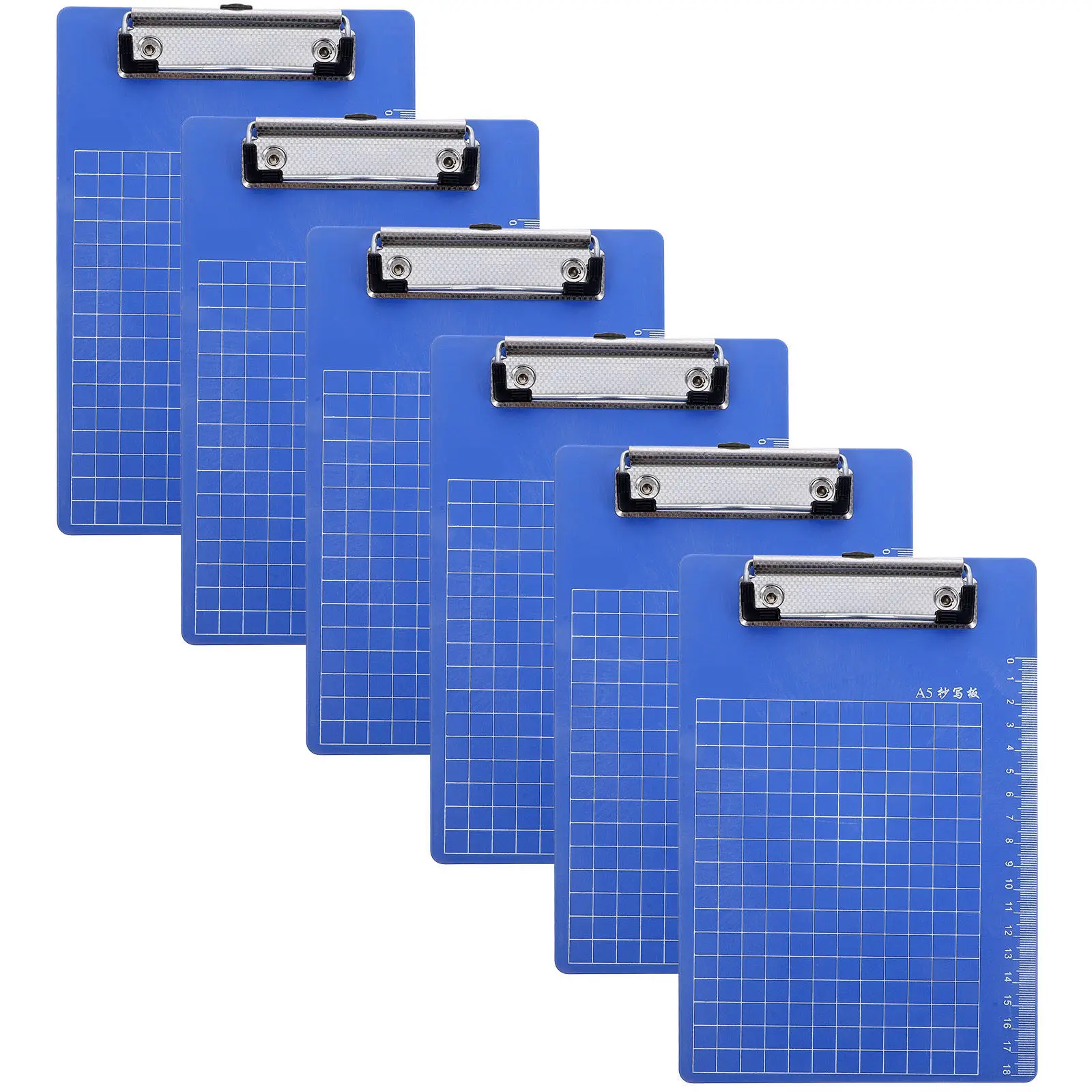 6pcs-a5-color-plastic-clipboard-lightweight-sturdy-ruler-edge-design-hanging-loop-non-damaging-clip-for-students-teachers