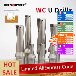 WC Series C20 C25 C32 C40 Drill Bites Insert Drill Metal Drill Bits 11mm-49mm Depth Indexable U Drill Machinery Lathes CNC Water