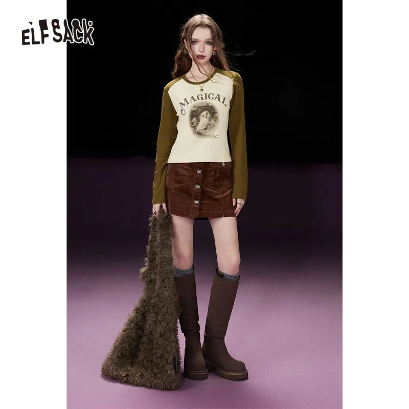 ELFSACK Korean Fashion Fluffy Bag Women 2023 Winter New Designer Accessorize