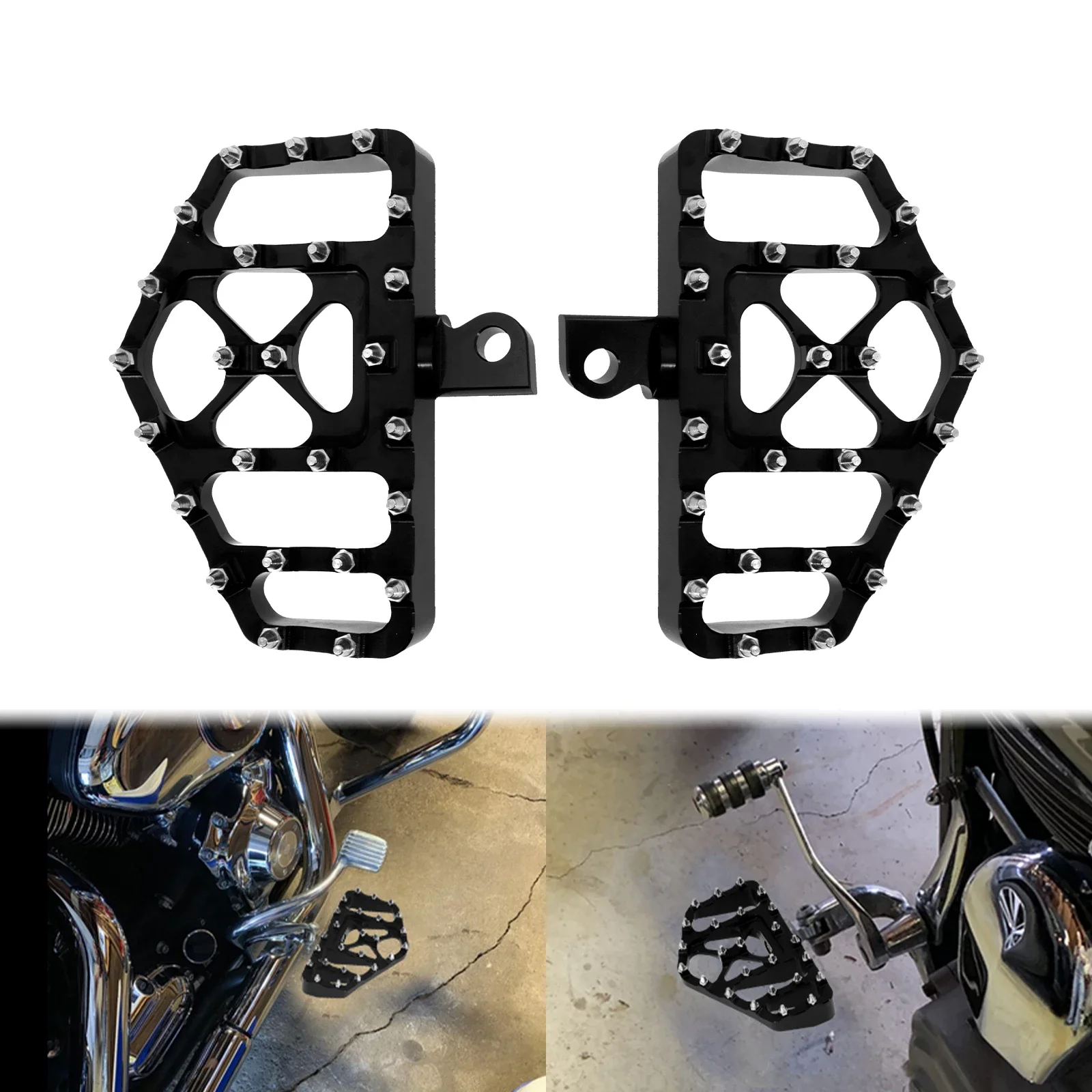 

Motorcycle Driver Wide Footrests Foot Pegs Pedals Floorboards For Harley Softail Fatboy FLSTF Dyna FXD Touring Street Glide FLHT