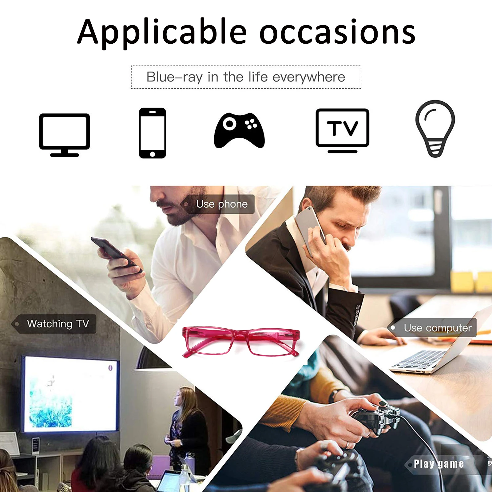 BONCAMOR Reading Glasses Women's Rectangular Anti Blue Light HD Lens Computer Reader with Spring Hinges Prescription Glasses