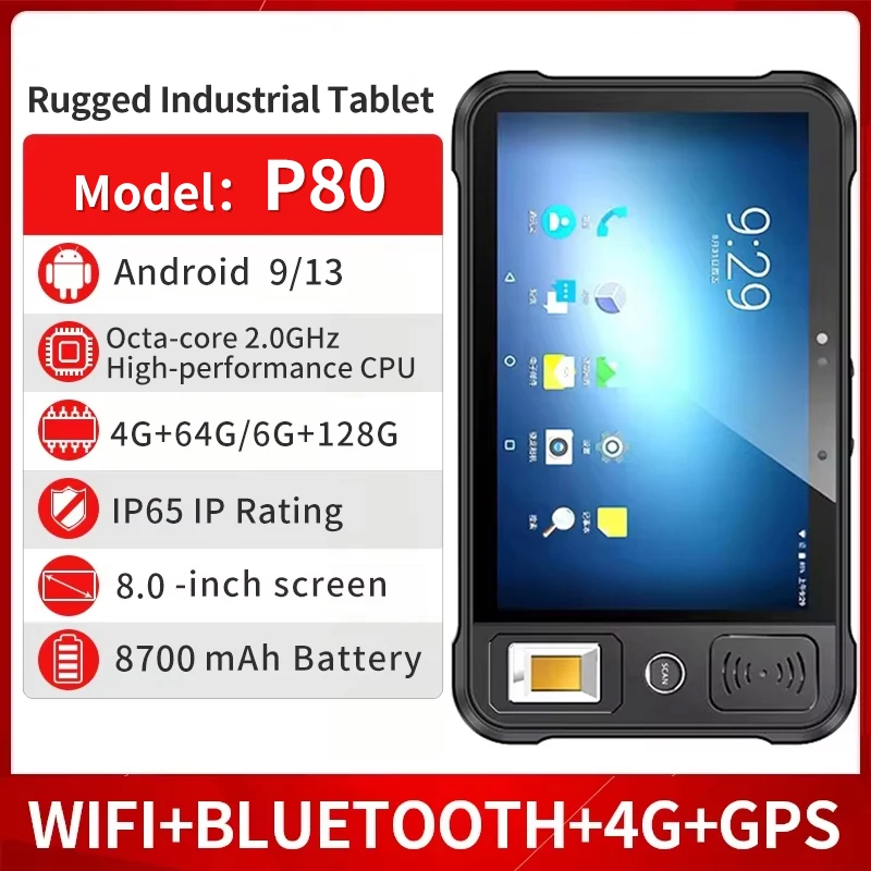Chainway P80/P100s Industrial Flat Panel Android 13 RFID UHF Reading Writing 2D Wireless Barcode Scanning Band NFC Tablet