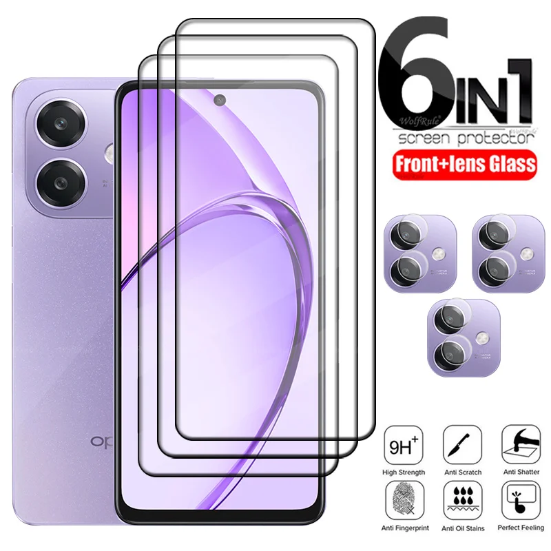 

6-in-1 For OPPO A40 Glass OPPO A40 Tempered Glass 9H HD Full Glue Cover Protective For Screen Protector OPPO A40 A 40 Lens Glass