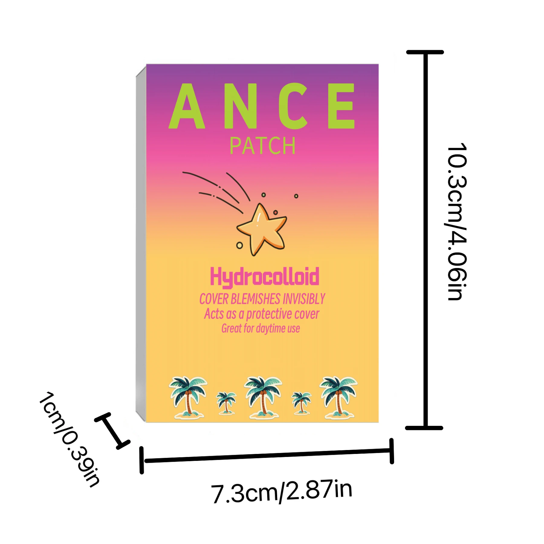 Summer Gradient Palm Packaging Star Acne Patches 480PCS Sweatproof Colorful Decorative Face Zit Stickers For All Skin Types