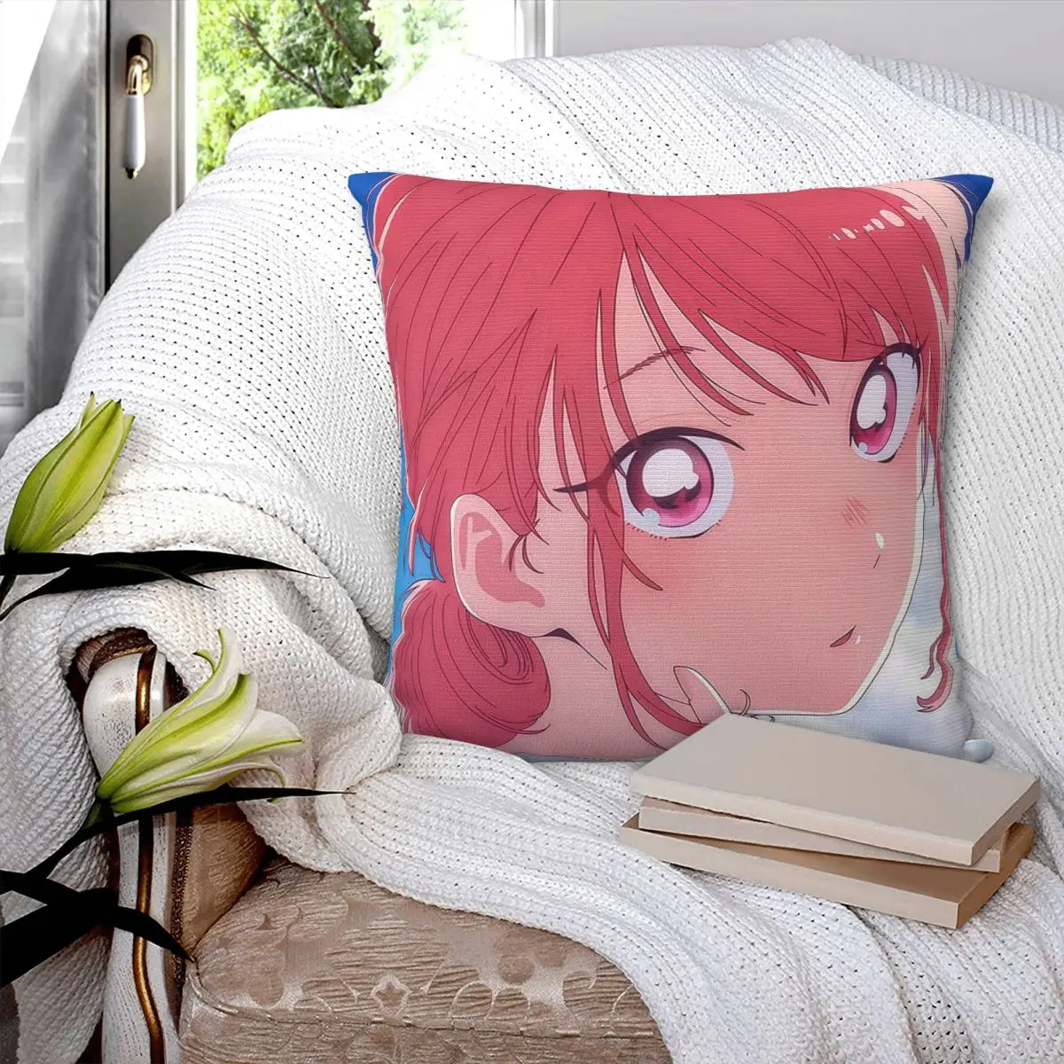 Blue Box Hina Chono Anime Square Pillowcase Cushion Cover Pillow Case Throw Pillow Cover for Home Sofa Living Room