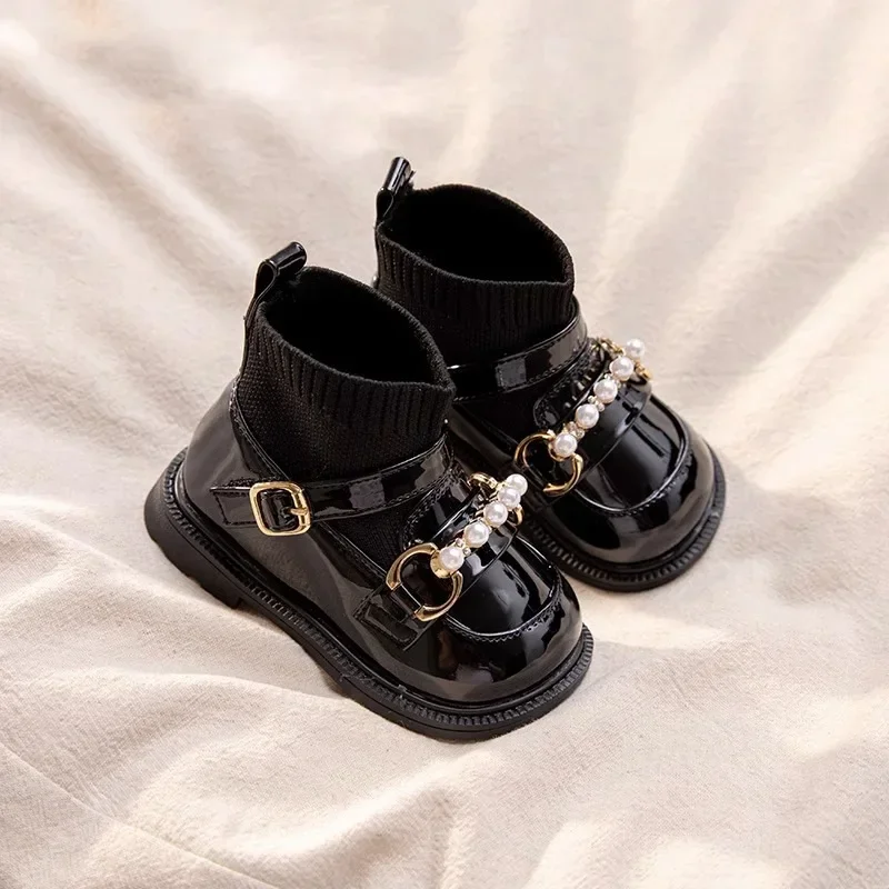 

Warm Girl Boots Comfort Versatile Ankle Boot Trendy Sweet Child Shoe Soft Soled Simple Sock Boot Exquisite Princess Girl Shoes