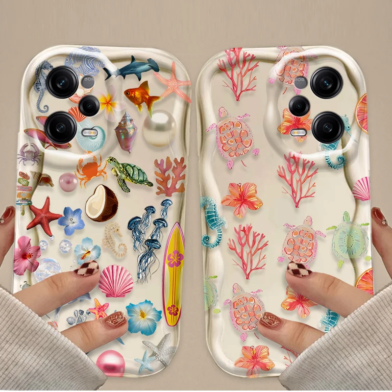 Flower Marine Organism Phone Case for Xiaomi Redmi Note 14 13 12 11 10 9 Pro Plus 14S 12S 11S 10S 9S Redmi 14C 14R 13C 12 4G 5G