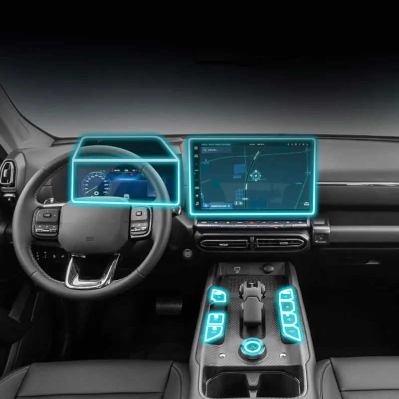 Vtear سيارة الداخلية وحدة التحكم بولي يوريثان ملصقات غطاء لوحة الكسوة المضادة للخدش فيلم اكسسوارات السيارات الواقية ل Haval H7 H-Dog 2024 2025 #6