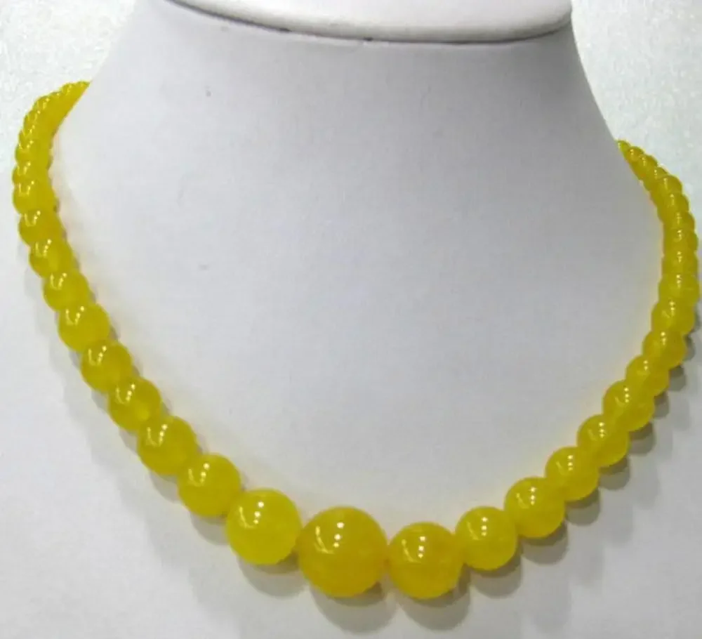 

charming 6-14mm yellow natural jade necklace