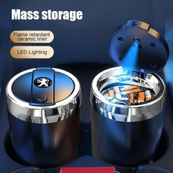 LED Car Ashtray Cigarette Holder Cigar Ash Tray Box For Peugeot 206 307 308 3008 207 208 407 508 2008 5008 107 106 205 4008 301