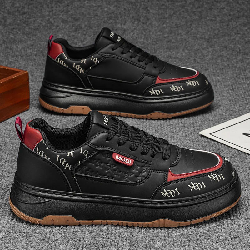 

Мужские кроссовки на платформе 2026 Streetwear, черно-красные, с буквенным принтом, повседневные, в стиле Bread Shoes