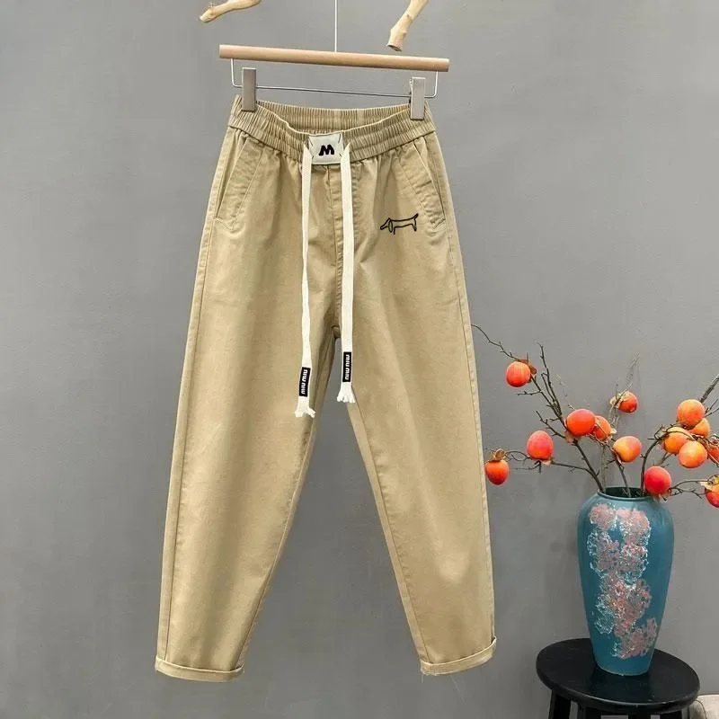 韓国の高級ゴルフパンツ女性ゴルフウェア 2025 春の新パンツ弾性ハイウエストストレートカジュアルパンツ女性ゴルフ服