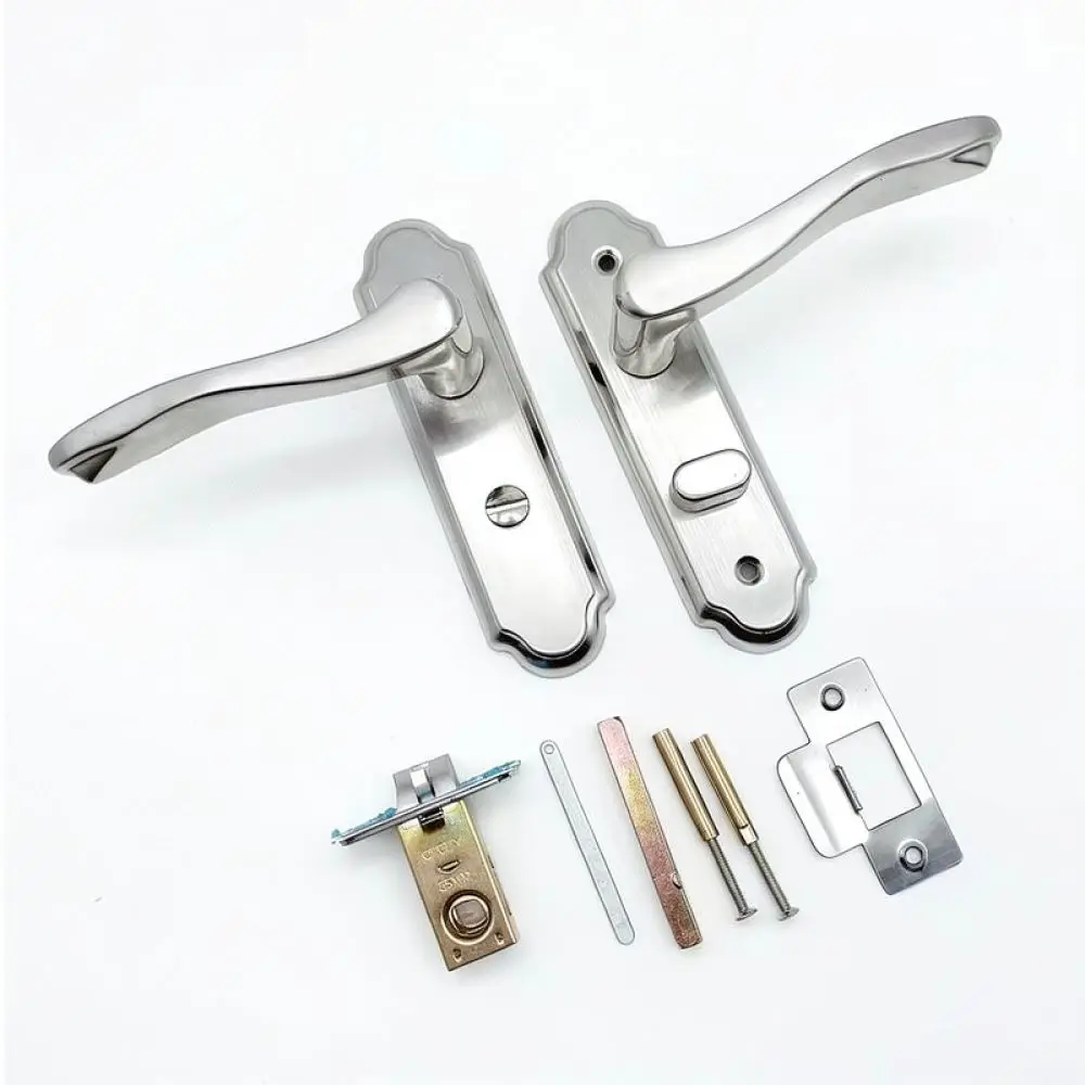 Modern Stainless Steel Door Lever Lock Set For For Menghong Interior Bedroom Bathroom Toilet Home Fitting Hardware