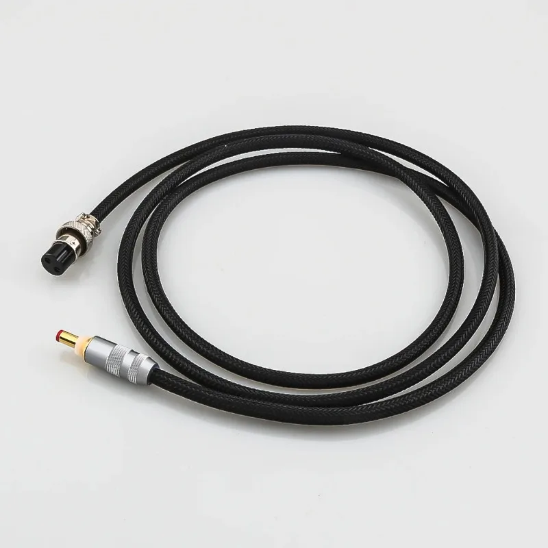 New HI-End GX16-2 Pin To 5.5*2.1mm 2.5mm Pure Solid Silver DC Cable Phono Amplifier Cable AC/DC Linear Power Supply Cable
