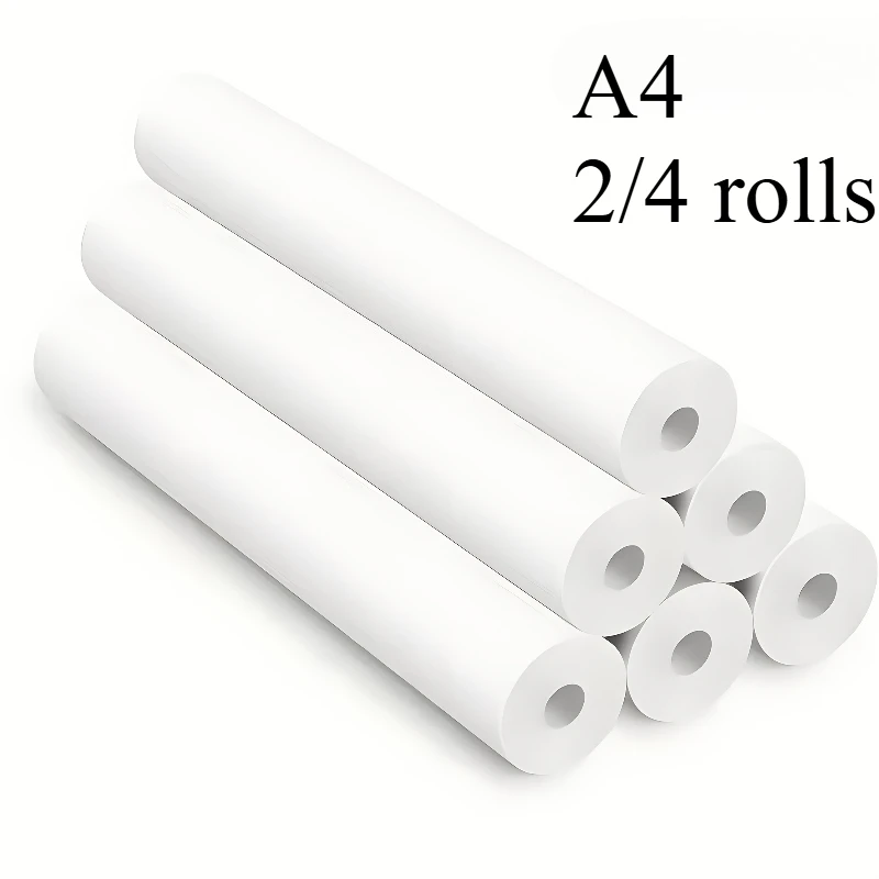 2/4 Roll A4 Quick-Drying Heat-Sensitive Paper, Suitable for Portable Printers - Thicker, Clearer Fonts, High Quality