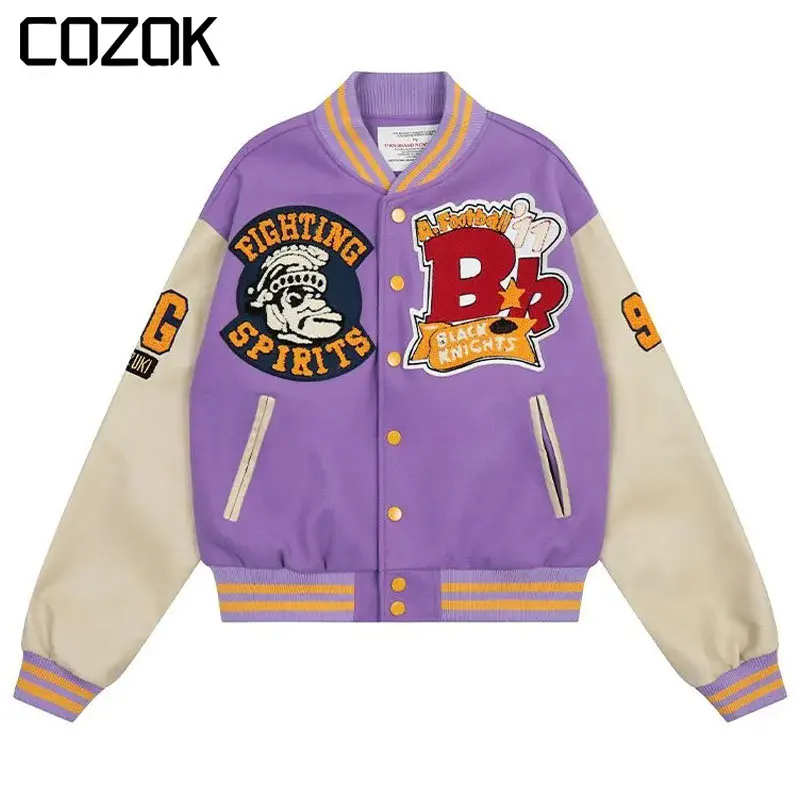 

American Vintage Baseball Jacket for Men Patchwork Letter Embroidery Bomber Jacket Hip Hop Autumn Varsity Outwear Unisex 2023