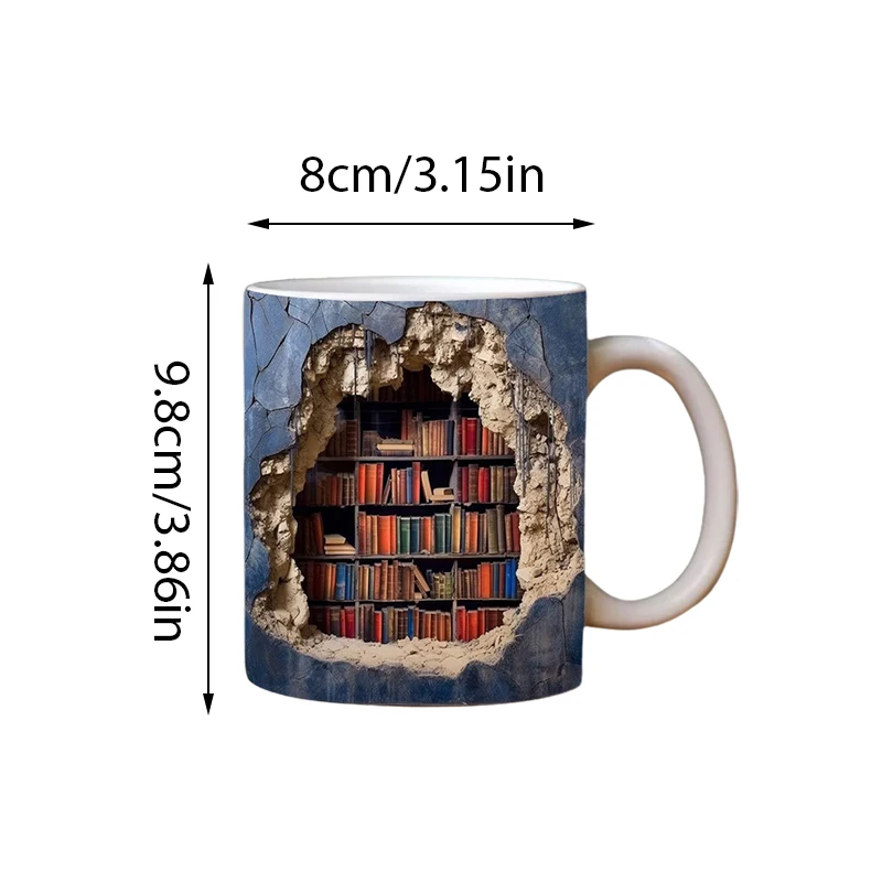 New Creative 3D Bookshelf Mug Ceramic Book Shelf Multi-Purpose Coffee Mugs with Handle Home Table Decoration Gift