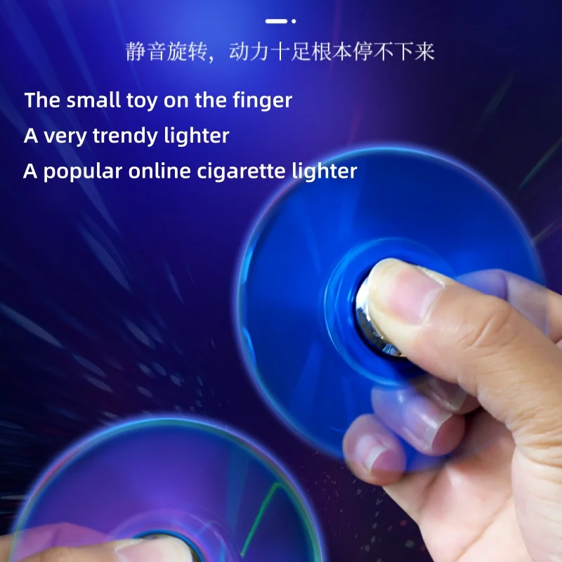 Novel Fidget Spinner Metal Butane Gas Lighters Windproof Outdoor Fire Starting Tools Smoking Accessories Gift Flame Jet Lighter