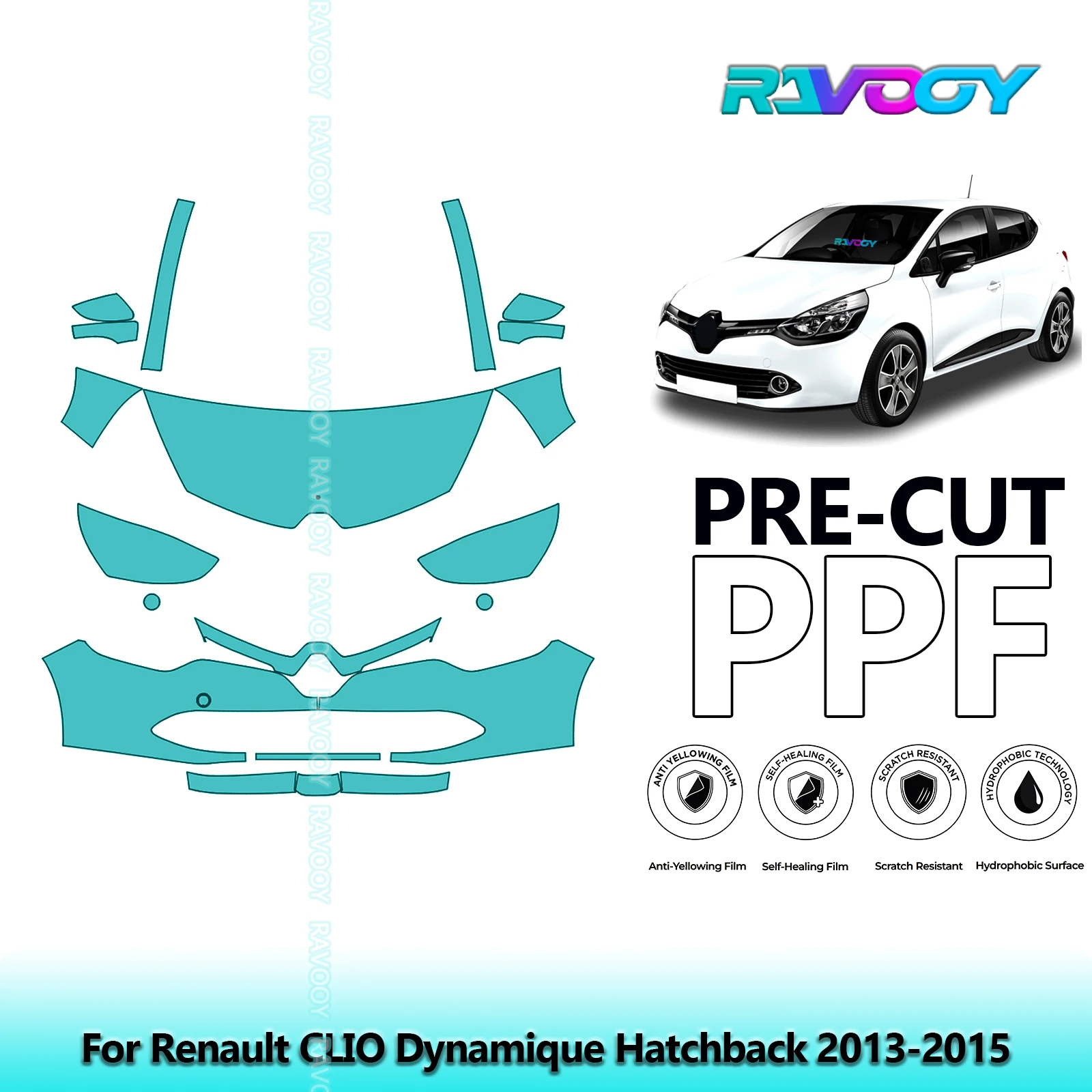 

Car Front Kit Clear Bra Precut PPF Paint Protection Film For Renault CLIO Dynamique Hatchback 2013-2015